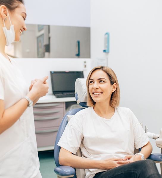 a patient discussing dental bonding in Naples