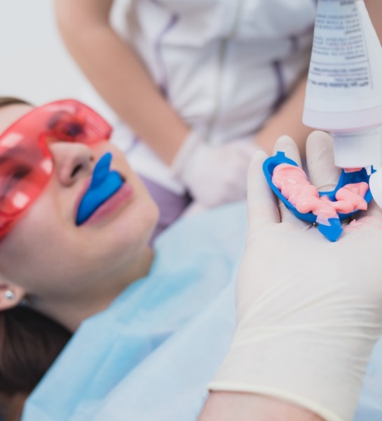 Patient receiving fluoride treatment