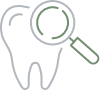 Animated tooth with magnifying glass