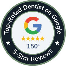 Top rated dentist on Google badge