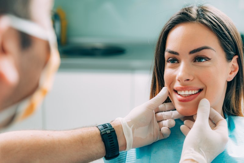 Woman at cosmetic dentist